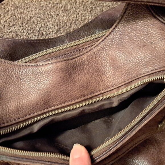Vintage Fossil Leather Brown Purse #75082 With Double Straps & Lots of Storage - Picture 8 of 13